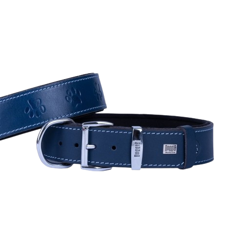 Doggie Konfor Deri Pati Desenli Boyun Tasması Royalmavi 4X57-65Cm