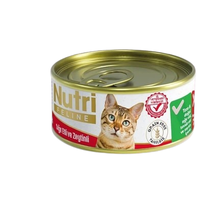 Nutri Feline Tahılsız Sığır Etli ve Zeytinli Yetişkin Kedi Yaş Maması 85 gr