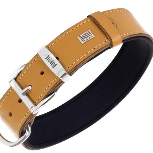 Doggie Konfor Deri Pati Desenli Boyun Tasması Kamel 4X57-65Cm