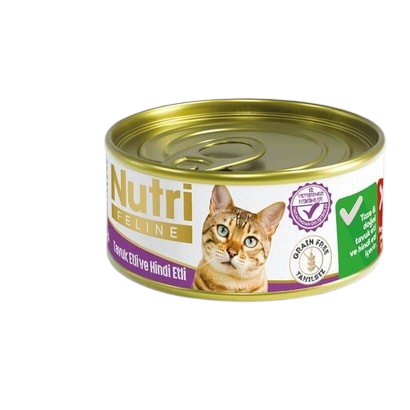 Nutri Feline Tahılsız Tavuk ve Hindi Etli Yetişkin Kedi Yaş Maması 85 gr