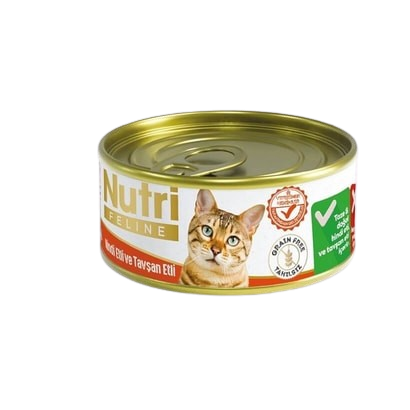 Nutri Feline Tahılsız Hindi ve Tavşan Etli Yetişkin Kedi Yaş Maması 85 gr