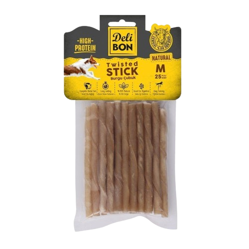 Delibon Deri Burgu Çubuk Orta Boy 25Li Paket Naturel Kalınx25Ad.