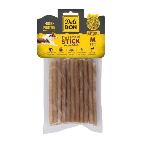 Delibon Deri Burgu Çubuk Orta Boy 25Li Paket Naturel Kalınx25Ad.