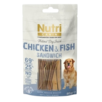 Nutri Canin Tahılsız Tavuklu Ve Balıklı Köpek Ödül Maması 80 gr