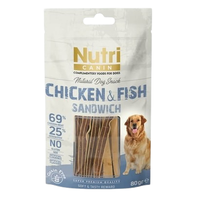 Nutri Canin Tahılsız Tavuklu Ve Balıklı Köpek Ödül Maması 80 gr
