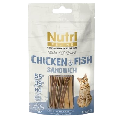 Nutri Feline Tavulu Ve Balıklı Tahılsız Kedi Ödül Maması 50 gr
