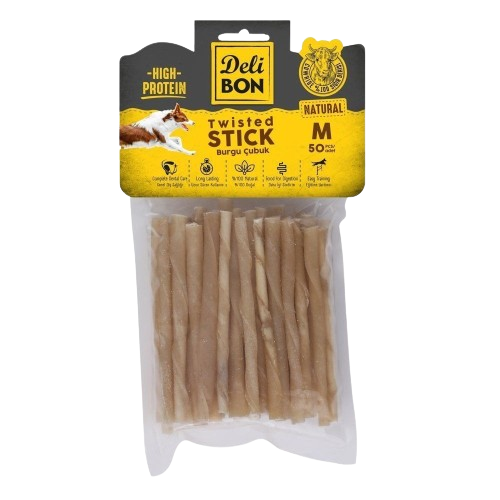 Delibon Deri Burgu Çubuk Orta Boy 50Li Paket Naturel Kalınx50Ad.