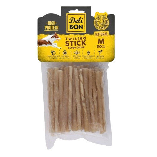 Delibon Deri Burgu Çubuk Orta Boy 50Li Paket Naturel Kalınx50Ad.