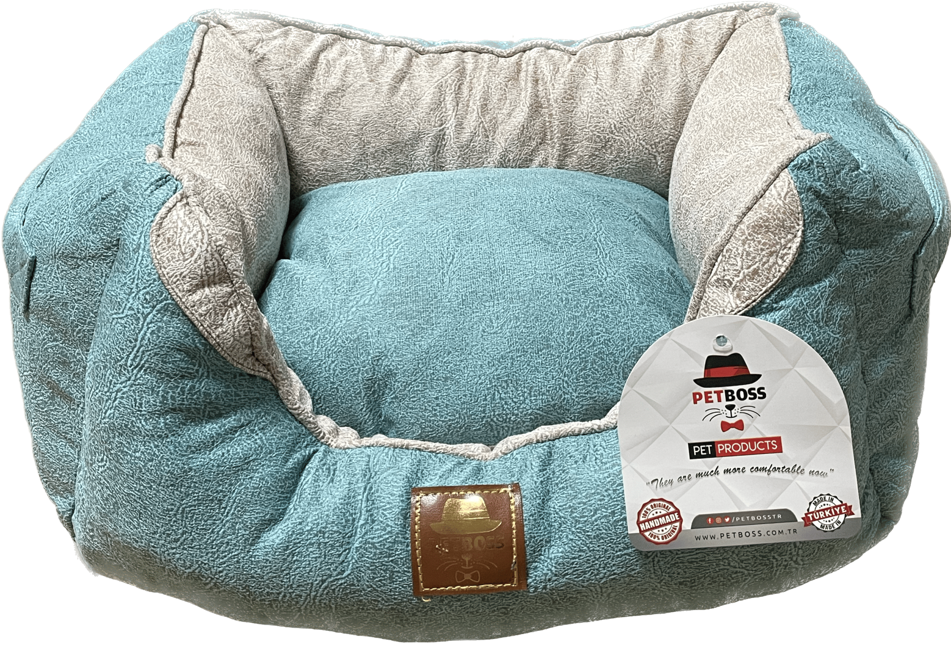 Petboss Yeni Nesil Pet Yatağı İç S (Turkuaz-Bej)