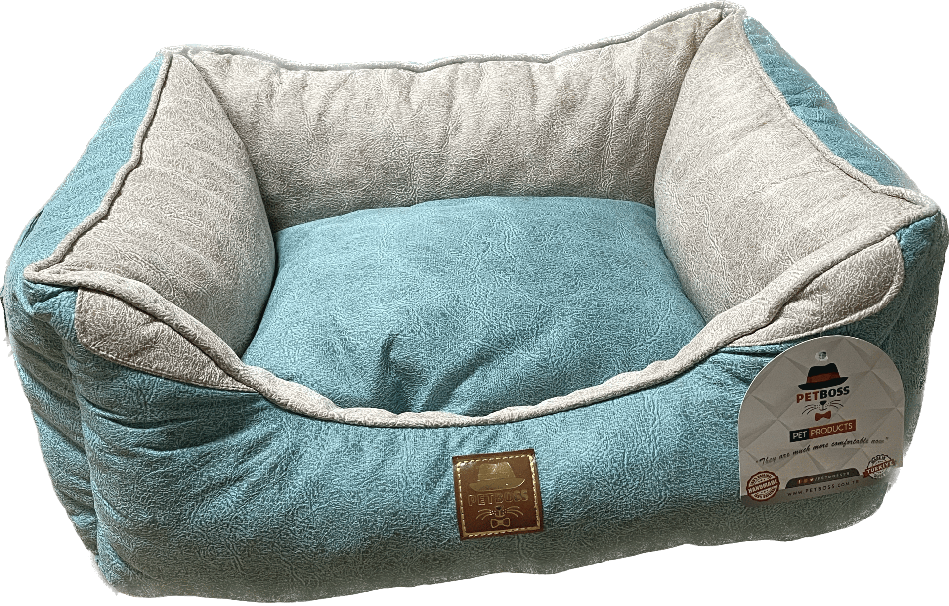 Petboss Yeni Nesil Pet Yatağı İç M (Turkuaz-Bej)