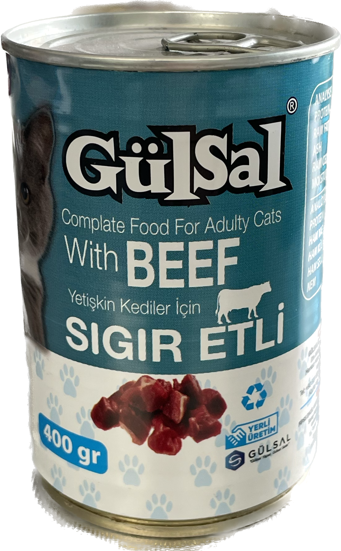 Gülsal Sığır Etli Kısır Kedi Yaş Mama 400 gr