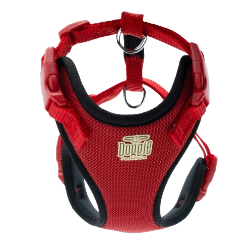 Doggie Havalı Dokuma Göğüs Tasması Kırmızı 1,5X40-50Cm