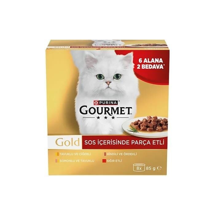 Purina Gourmet Gold Parça Etli 85 gr 8 adet (6 alana 2 bedava)