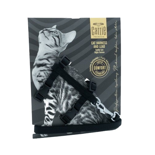 Cattie Kedi Göğüs & Gezdirme Takımı Siyah 1X25-40Cm