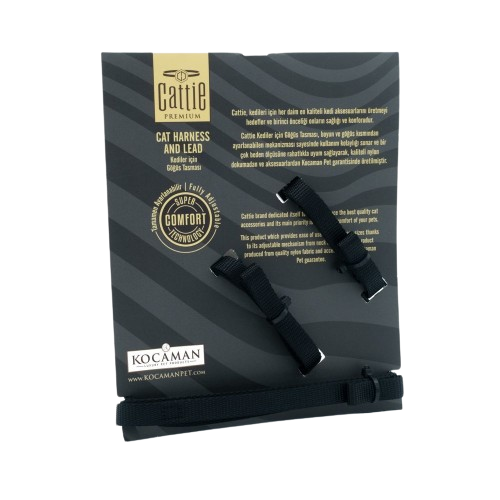 Cattie Kedi Göğüs & Gezdirme Takımı Siyah 1X25-40Cm