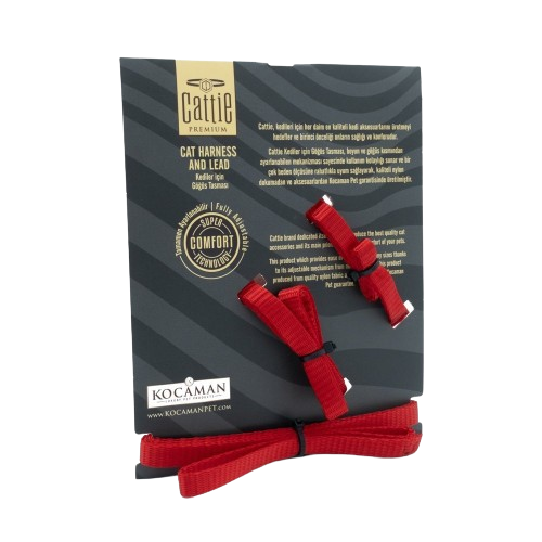 Cattie Kedi Göğüs & Gezdirme Takımı Kırmızı 1X25-40Cm