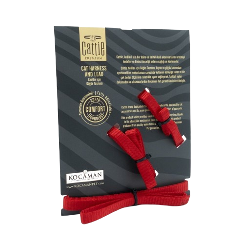 Cattie Kedi Göğüs & Gezdirme Takımı Kırmızı 1X25-40Cm