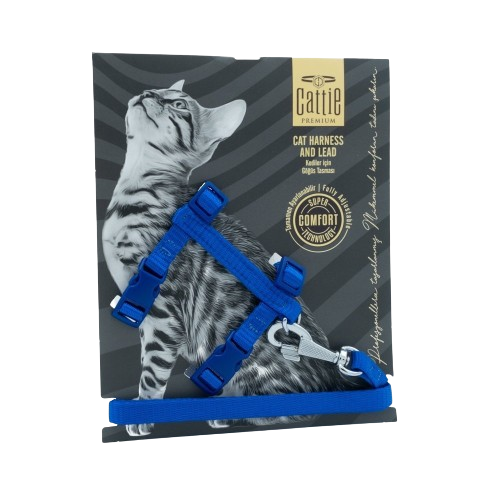 Cattie Kedi Göğüs & Gezdirme Takımı Royalmavi 1X25-40Cm