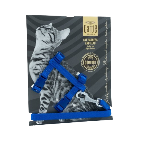 Cattie Kedi Göğüs & Gezdirme Takımı Royalmavi 1X25-40Cm