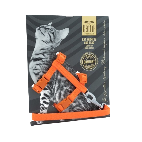 Cattie Kedi Göğüs & Gezdirme Takımı Turuncu 1X25-40Cm