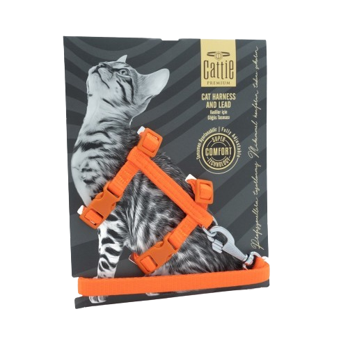 Cattie Kedi Göğüs & Gezdirme Takımı Turuncu 1X25-40Cm