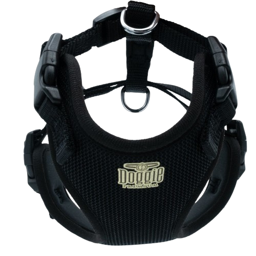 Doggie Havalı Dokuma Göğüs Tasması Siyah 1,5X40-50Cm