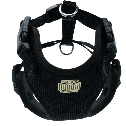 Doggie Havalı Dokuma Göğüs Tasması Siyah 1,5X40-50Cm