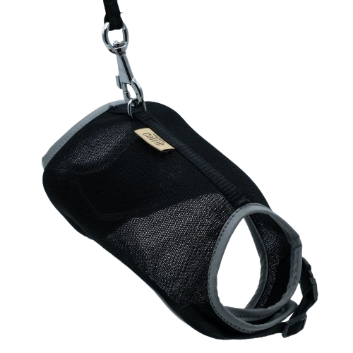Cattie Havalı Dokuma Kedi Göğüs & Gezdirme Takımı Siyah 1X25-35Cm
