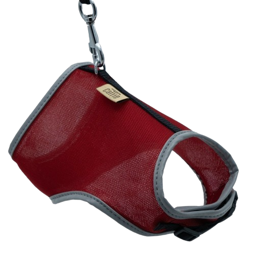 Cattie Havalı Dokuma Kedi Göğüs & Gezdirme Takımı Kırmızı 1X25-35Cm