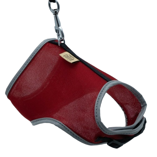 Cattie Havalı Dokuma Kedi Göğüs & Gezdirme Takımı Kırmızı 1X25-35Cm