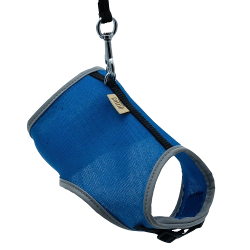 Cattie Havalı Dokuma Kedi Göğüs & Gezdirme Takımı Royalmavi 1X25-35Cm