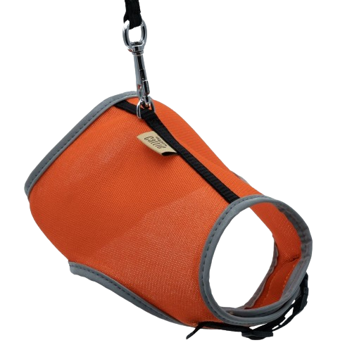 Cattie Havalı Dokuma Kedi Göğüs & Gezdirme Takımı Turuncu 1X25-35Cm