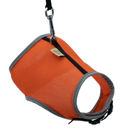 Cattie Havalı Dokuma Kedi Göğüs & Gezdirme Takımı Turuncu 1X25-35Cm