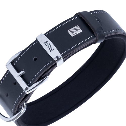 Doggie Konfor Deri Kemik Desenli Boyun Tasması Siyah 4X47-55Cm