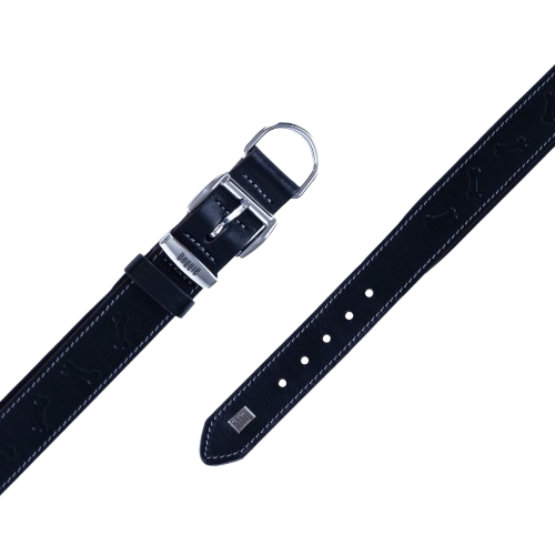 Doggie Konfor Deri Kemik Desenli Boyun Tasması Siyah 4X47-55Cm