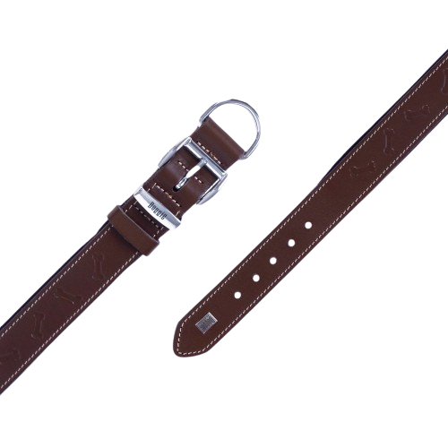 Doggie Konfor Deri Kemik Desenli Boyun Tasması Kahve 4X47-55Cm