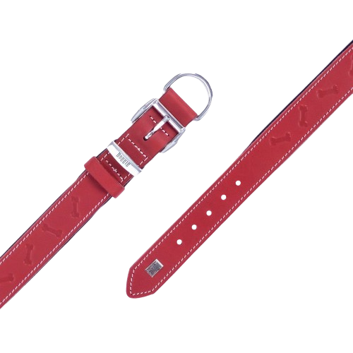 Doggie Konfor Deri Kemik Desenli Boyun Tasması Kırmızı 4X47-55Cm