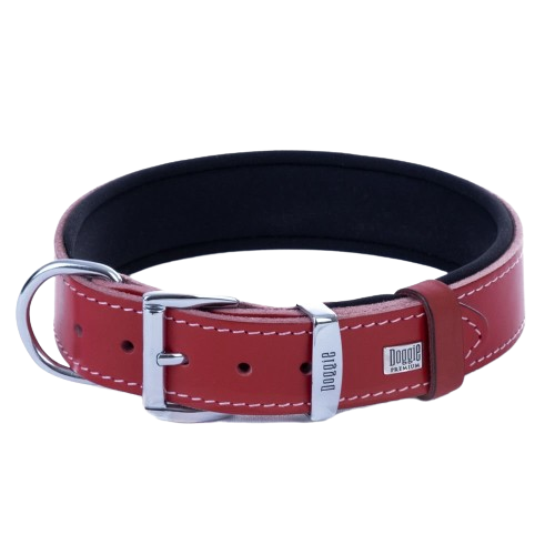 Doggie Konfor Deri Pati Desenli Boyun Tasması Kırmızı 4X47-55Cm