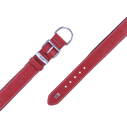 Doggie Konfor Deri Pati Desenli Boyun Tasması Kırmızı 4X47-55Cm