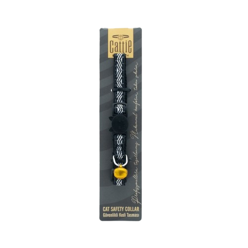 Cattie Desenli Kedi Boyun Tasması Siyah 1X15-25Cm