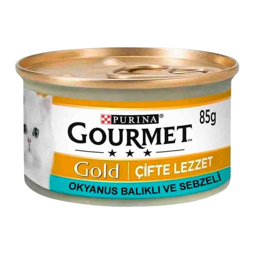Purina Gourmet Gold Çifte Lezzet Sos Içinde Parça Etli Okyanus Balığı Ve Ispanaklı Kedi Konservesi 85 gr