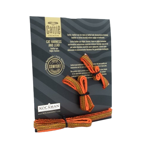 Cattie Desenli Kedi Göğüs & Gezdirme Takımı Turuncu 1X25-40Cm