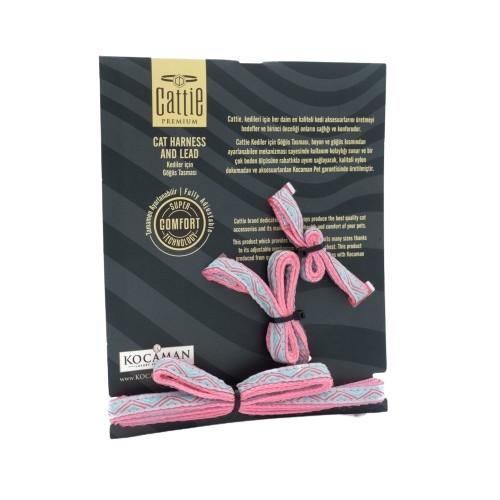 Cattie Desenli Kedi Göğüs & Gezdirme Takımı Pembe 1X25-40Cm