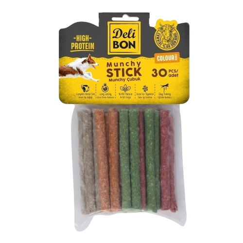 Delibon Deri Munchy Çubuk Orta Boy 30Li Paket Karışık Renk Kalınx30Ad.