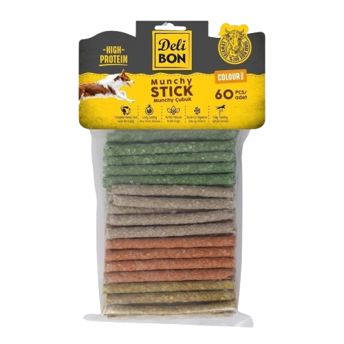 Delibon Deri Munchy Çubuk Orta Boy 60Li Paket Karışık Renk Kalınx60Ad.