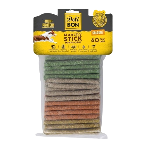 Delibon Deri Munchy Çubuk Orta Boy 60Li Paket Karışık Renk Kalınx60Ad.