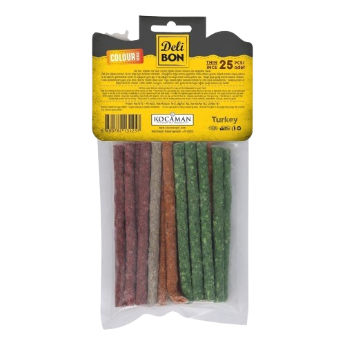 Delibon Deri Munchy Çubuk İnce Boy 25 Li Paket Karışık Renk İncex25Ad.