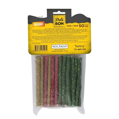 Delibon Deri Munchy Çubuk İnce Boy 50 Li Paket Karışık Renk İncex50Ad.