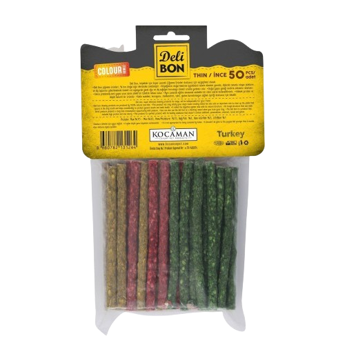 Delibon Deri Munchy Çubuk İnce Boy 50 Li Paket Karışık Renk İncex50Ad.