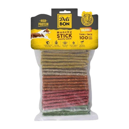 Delibon Deri Munchy Çubuk İnce Boy 100 Lü Paket Karışık Renk İncex100Ad.